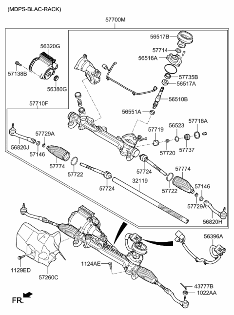 2015 Kia Sorento Short Gear Assembly Diagram for 57770C5101