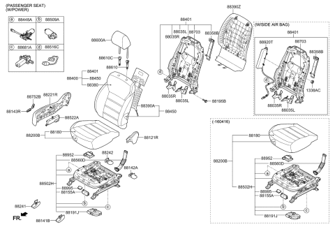 2016 Kia Sorento Front Back Covering Assembly Right Diagram for 88460C6000C62
