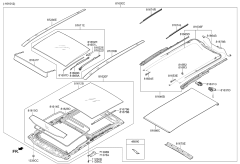 2015 Kia Sorento Sunroof Assembly Diagram for 81600C5000WK