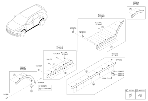 2015 Kia Sorento MOULDING Assembly-Side S Diagram for 87751C6000