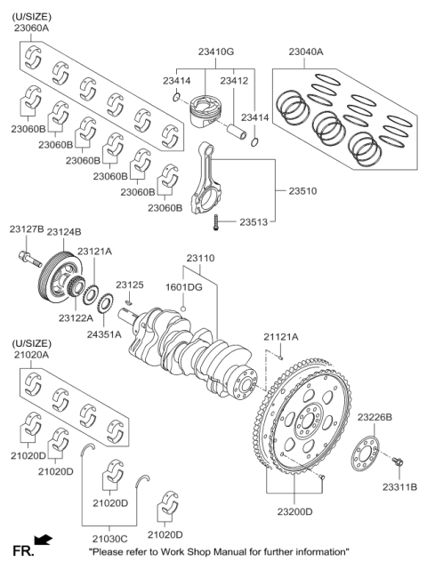 2018 Kia Sorento CRANKSHAFT Assembly Diagram for 231103CFA0