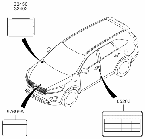 2015 Kia Sorento Label-Refrigerant Diagram for 97699C6000
