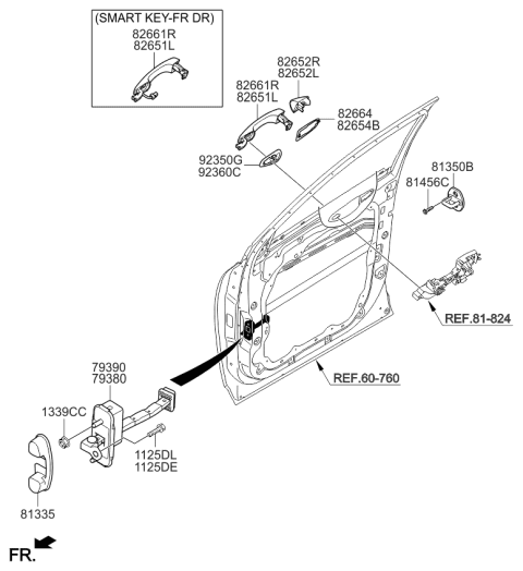 2016 Kia Sorento Door Outside Handle Assembly, Right Diagram for 82661C5710