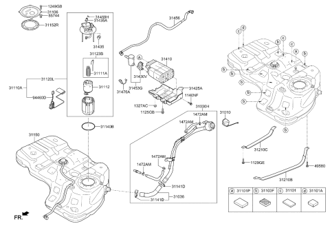 2016 Kia Sorento Band Assembly-Fuel Tank Diagram for 31211C6000