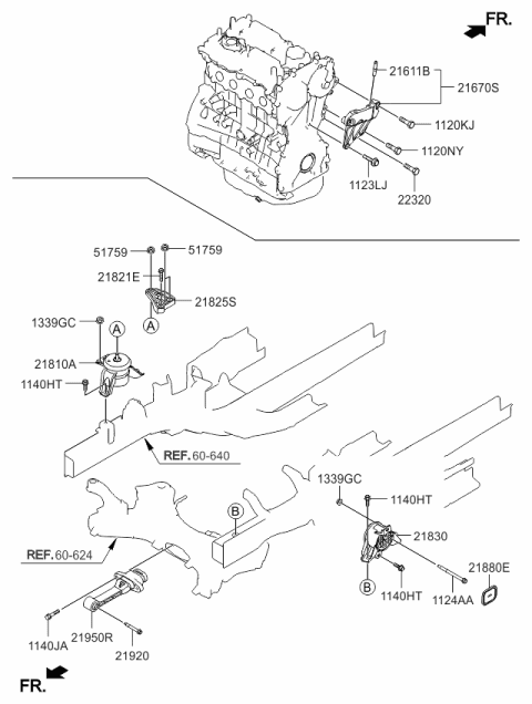 2016 Kia Sorento Engine Mounting Bracket Assembly Diagram for 21810C5100