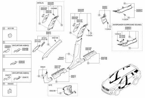 2015 Kia Sorento Trim-Rear Step Plate L Diagram for 85877C6000WK