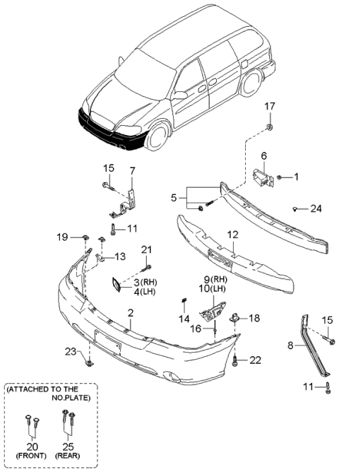 2001 Kia Sedona Side Plate Assembly-Front Diagram for 0K53A50045