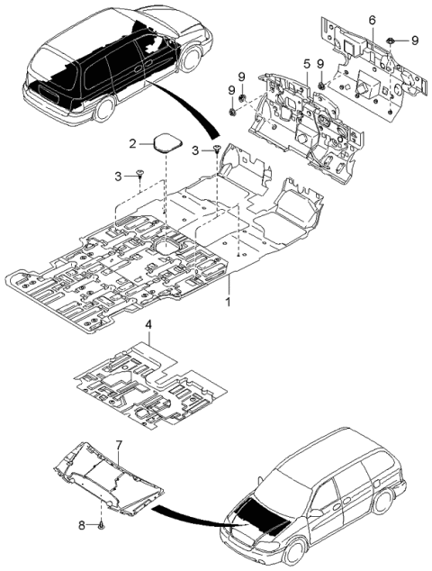 2003 Kia Sedona Mat-Front Floor Diagram for 0K52Y68610B79