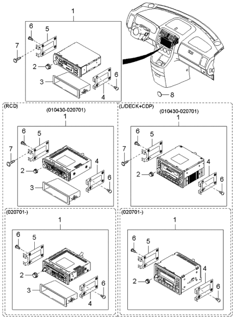 2003 Kia Sedona Audio Assembly-LENGTHDECK Diagram for 0K54X66860C