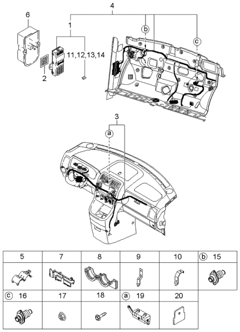 2003 Kia Sedona Clip Diagram for 0K53A67P43