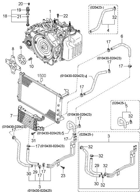 2001 Kia Sedona Torque Converter, Oil Pump & Pipings Diagram 1