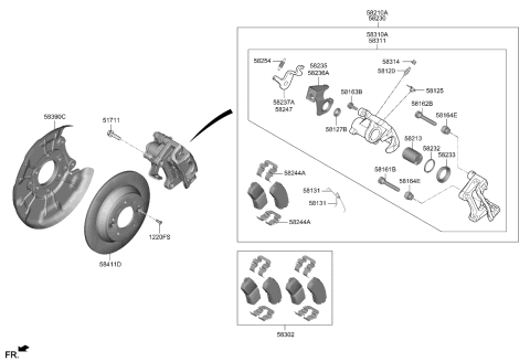 2022 Kia Seltos Disc-Rear Brake Diagram for 58411J9500