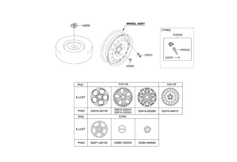 2021 Kia Seltos Wheel & Cap Diagram