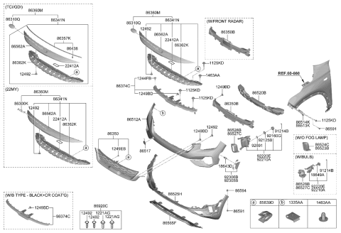 2023 Kia Seltos Radiator Grille Assembly Diagram for 86354Q5310