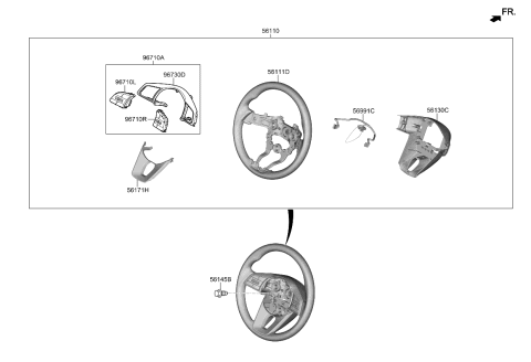 2022 Kia Seltos Steering Wheel Assembly Diagram for 56100Q5100WK