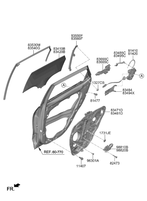 2024 Kia Seltos Rear Door Latch Assembly Diagram for 81410Q5000