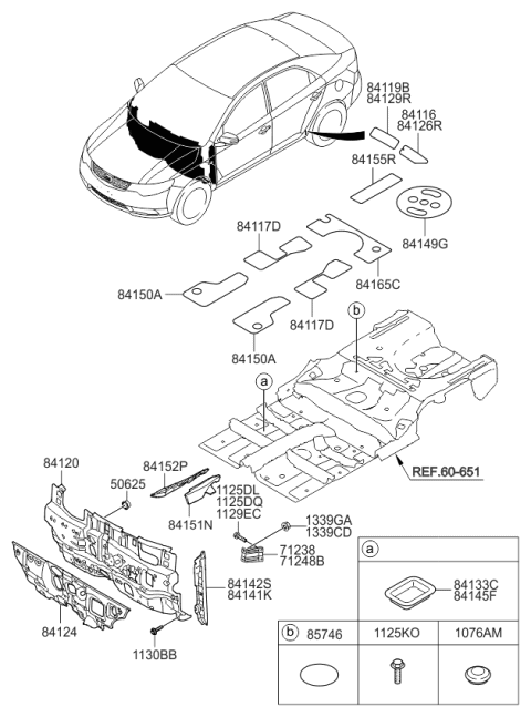 2013 Kia Forte Koup Insulator-Dash Panel Diagram for 841241M000