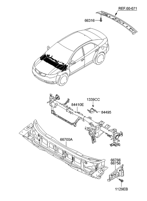 2011 Kia Forte Koup Cowl Panel Diagram
