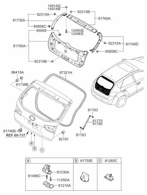 2013 Kia Forte Lifter Assembly-Tail Gate Diagram for 817801M010