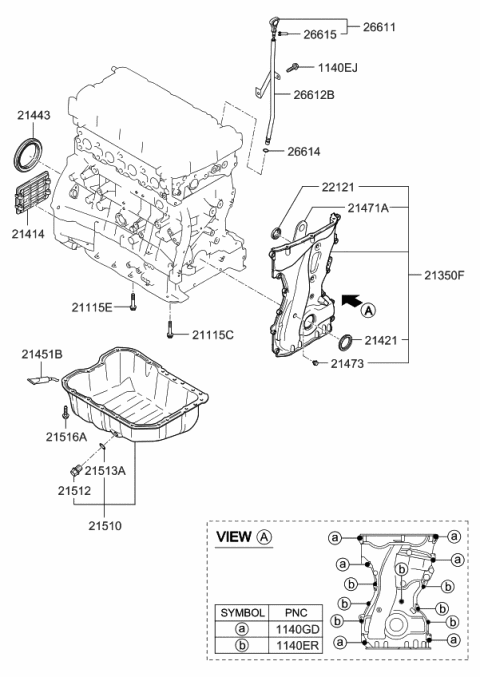 2009 Kia Forte Cover Assembly-Timing Chain Diagram for 2135025003