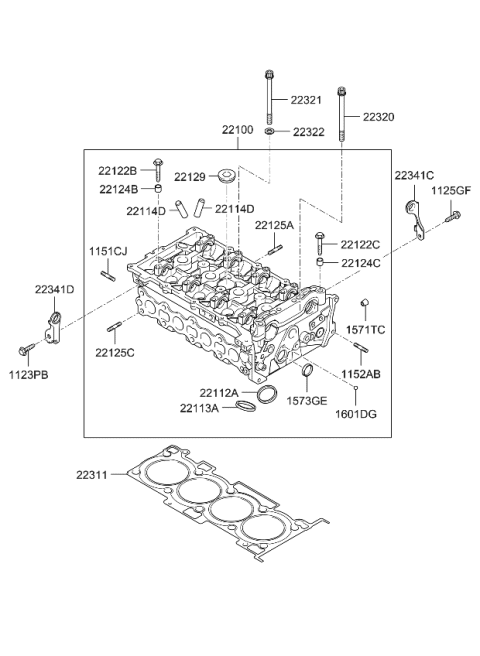 2009 Kia Forte Head Assembly-Cylinder Diagram for 221002G150