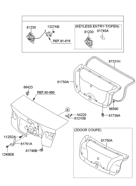2011 Kia Forte Trunk Lid Latch Assembly Diagram for 812301M050