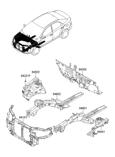 2009 Kia Forte Fender Apron & Radiator Support Panel Diagram