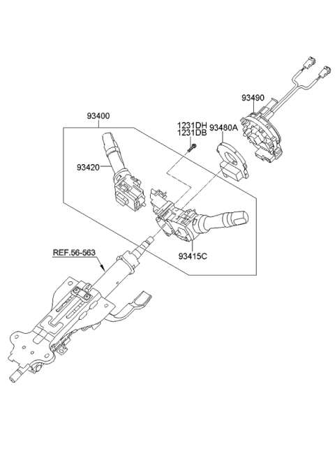 2010 Kia Forte Koup Switch Assembly-Lighting Diagram for 934102M110
