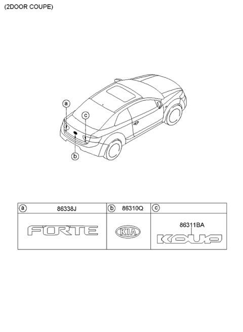 2010 Kia Forte Coupe Emblem Diagram for 863111M300