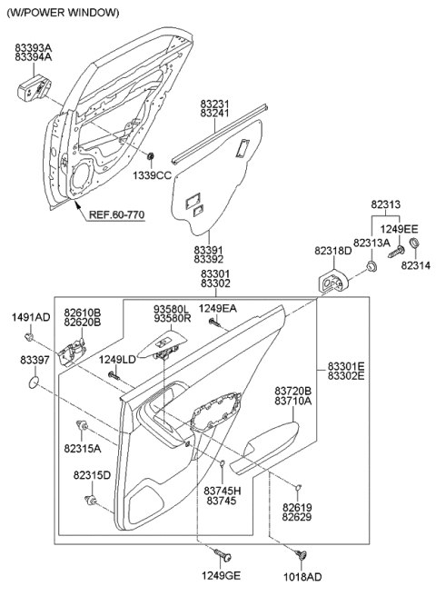 2011 Kia Forte Koup Rear Power Window Sub Right Switch Assembly Diagram for 935851M000WK