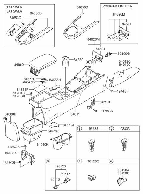 2010 Kia Forte Koup Cigar Lighter Assembly Diagram for 951001M100