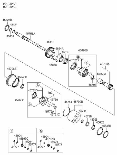 2009 Kia Forte Gear Assembly-Reverse Sun Diagram for 4579023001
