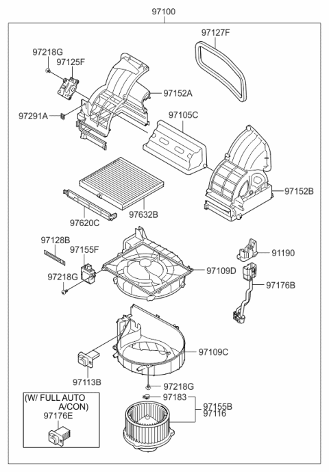 2011 Kia Forte Motor & Fan Assembly-A/C Diagram for 971131M001