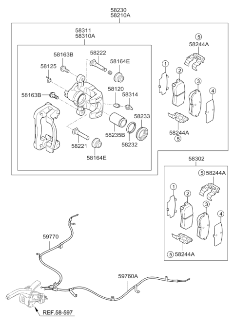 2011 Kia Forte Cable Assembly-Parking Brake Diagram for 597701M300