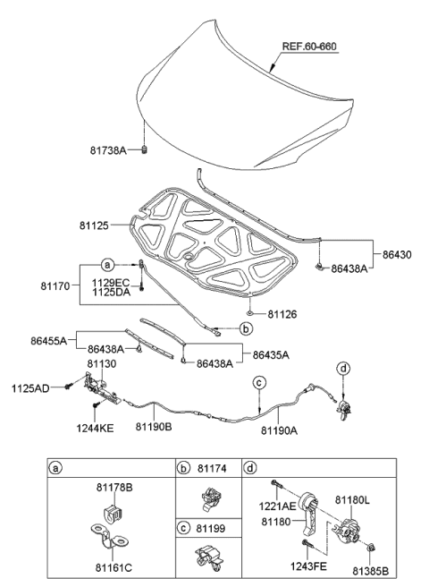 2011 Kia Forte Rod Assembly-Hood Stay Diagram for 811701M000