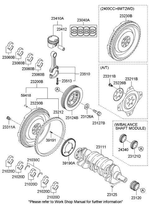 2009 Kia Forte Piston & Pin Assembly Diagram for 234102G201
