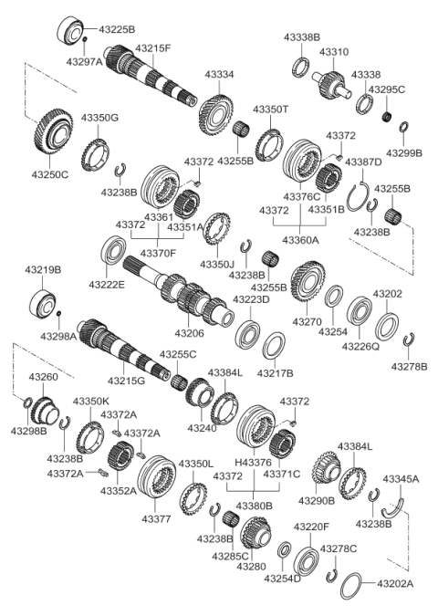 2009 Kia Forte Koup Gear Assembly-1ST Speed Diagram for 4325024301