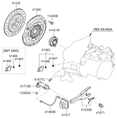 2013 Kia Forte Cover Assembly-Clutch Diagram for 4130032100