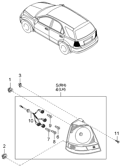 2005 Kia Sorento Lamp Assembly-Rear Combination Diagram for 924023E030