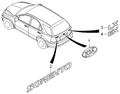 2005 Kia Sorento Sorento-Emblem Diagram for 863103E001
