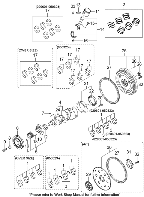2005 Kia Sorento Bearing Set-Connection Rod Diagram for 2306039960