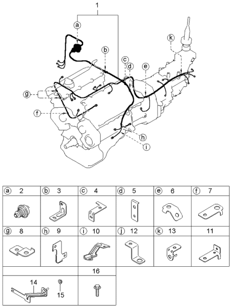 2004 Kia Sorento Bracket-Control Wiring Diagram for 914643E000