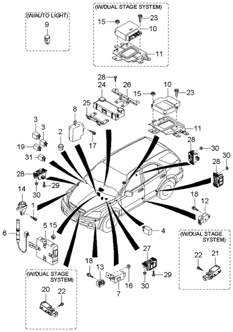 2003 Kia Sorento Bracket LH-TPMS Diagram for 958003E010