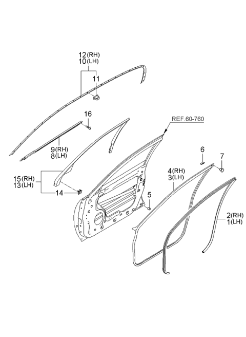 2006 Kia Amanti WEATHERSTRIP Assembly-Front Door Belt Diagram for 822203F000