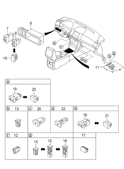 2006 Kia Amanti Switch Assembly-Seat Heater Diagram for 937303F00594