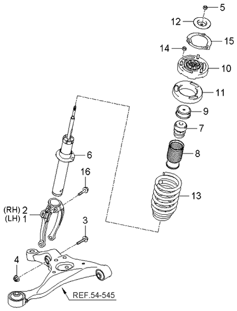 2006 Kia Amanti Front Shock Absorber Assembly Diagram for 546113F800