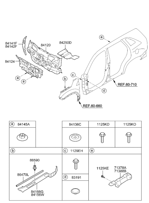 2011 Kia Sorento Insulator-Fender,LH Diagram for 841411U000