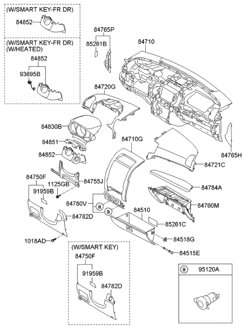 2009 Kia Sorento SHROUD-Steering Column Diagram for 848502P200VA