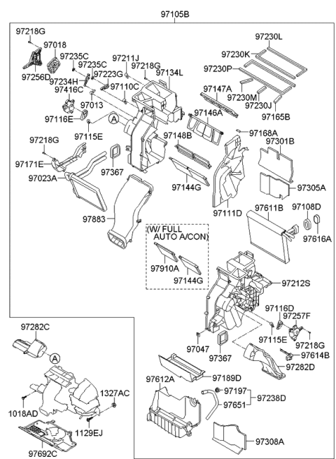 2011 Kia Sorento Heater & EVAPORATOR Diagram for 972051U152