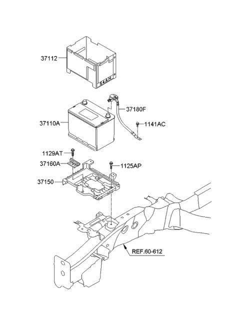 2011 Kia Sorento Insulation Pad-Battery Diagram for 371123L350